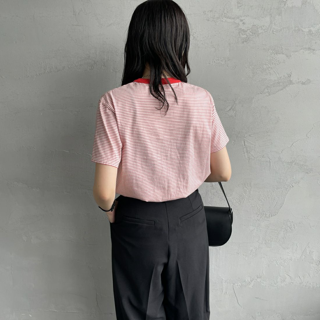 THE SHINZONE [ザ シンゾーン] コットンパックTシャツ [20SMSCU66] 05 C.GY/RE &&モデル身長：160cm 着用サイズ：F0&&