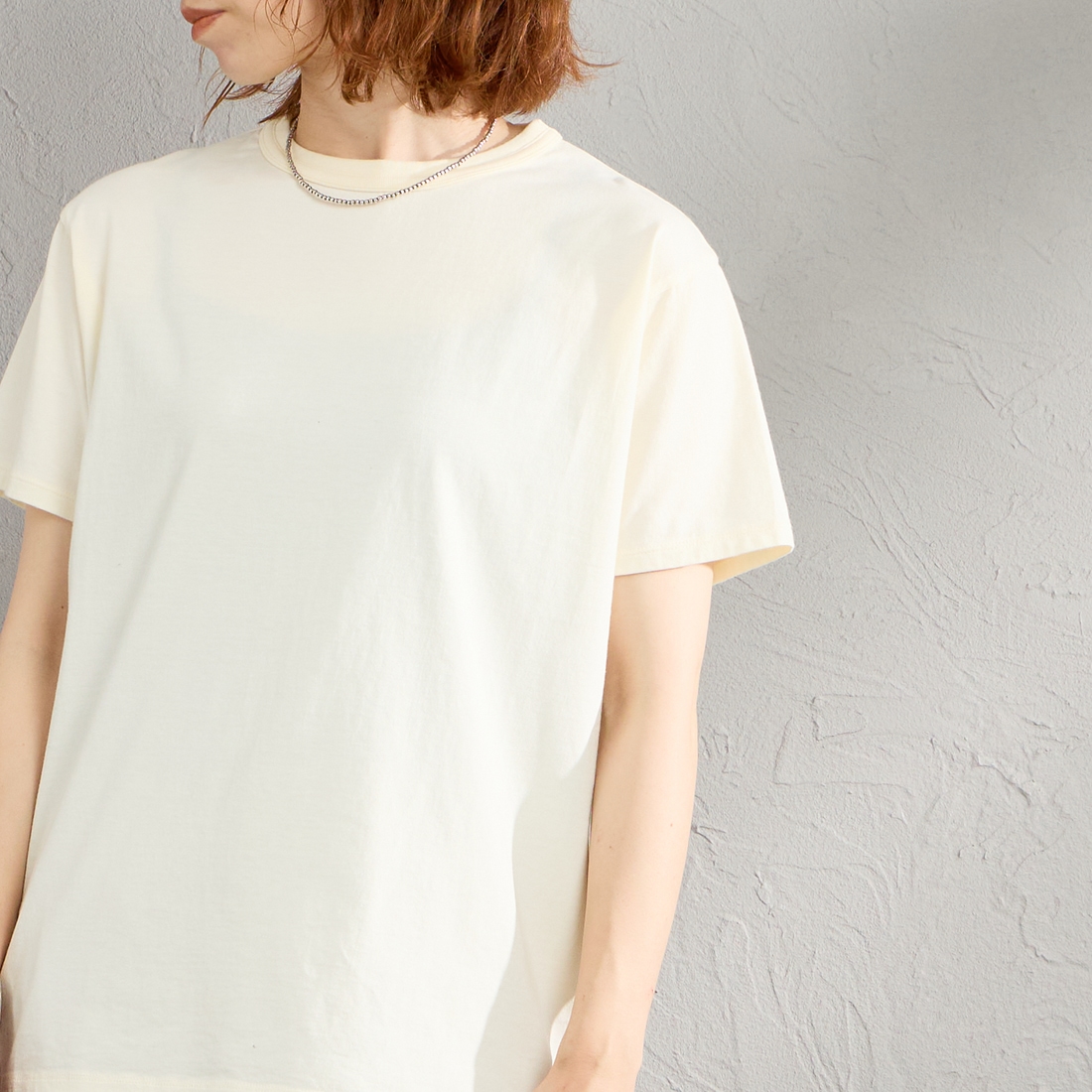 THE SHINZONE [ザ シンゾーン] コットンパックTシャツ [20SMSCU66] 05 C.GY/RE &&モデル身長：160cm 着用サイズ：F0&&