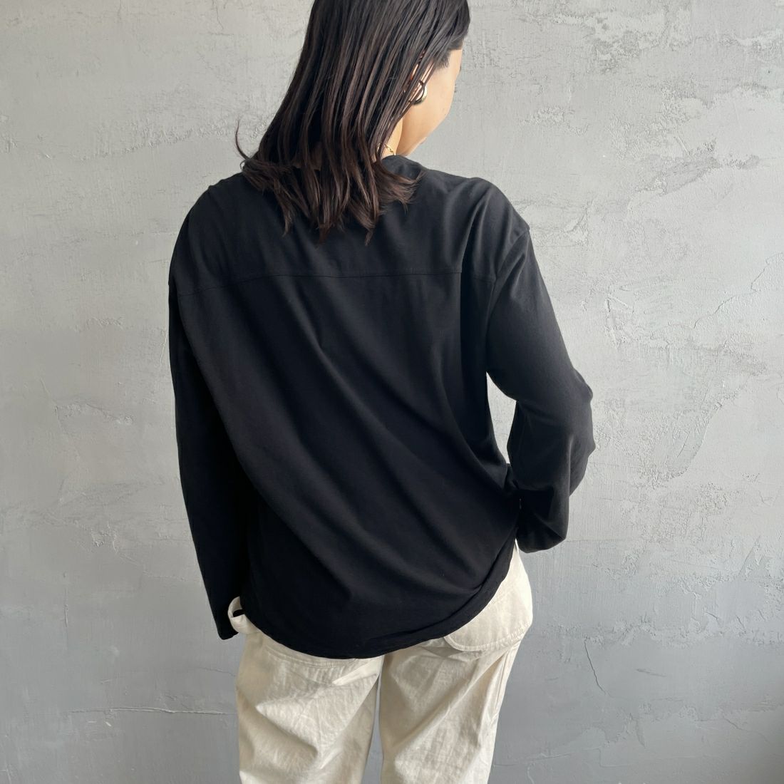 THE SHINZONE [ザ シンゾーン] ハイツイストコットンカーディガン [20SMSCU53] 07 BLACK &&モデル身長：163cm 着用サイズ：F0&&