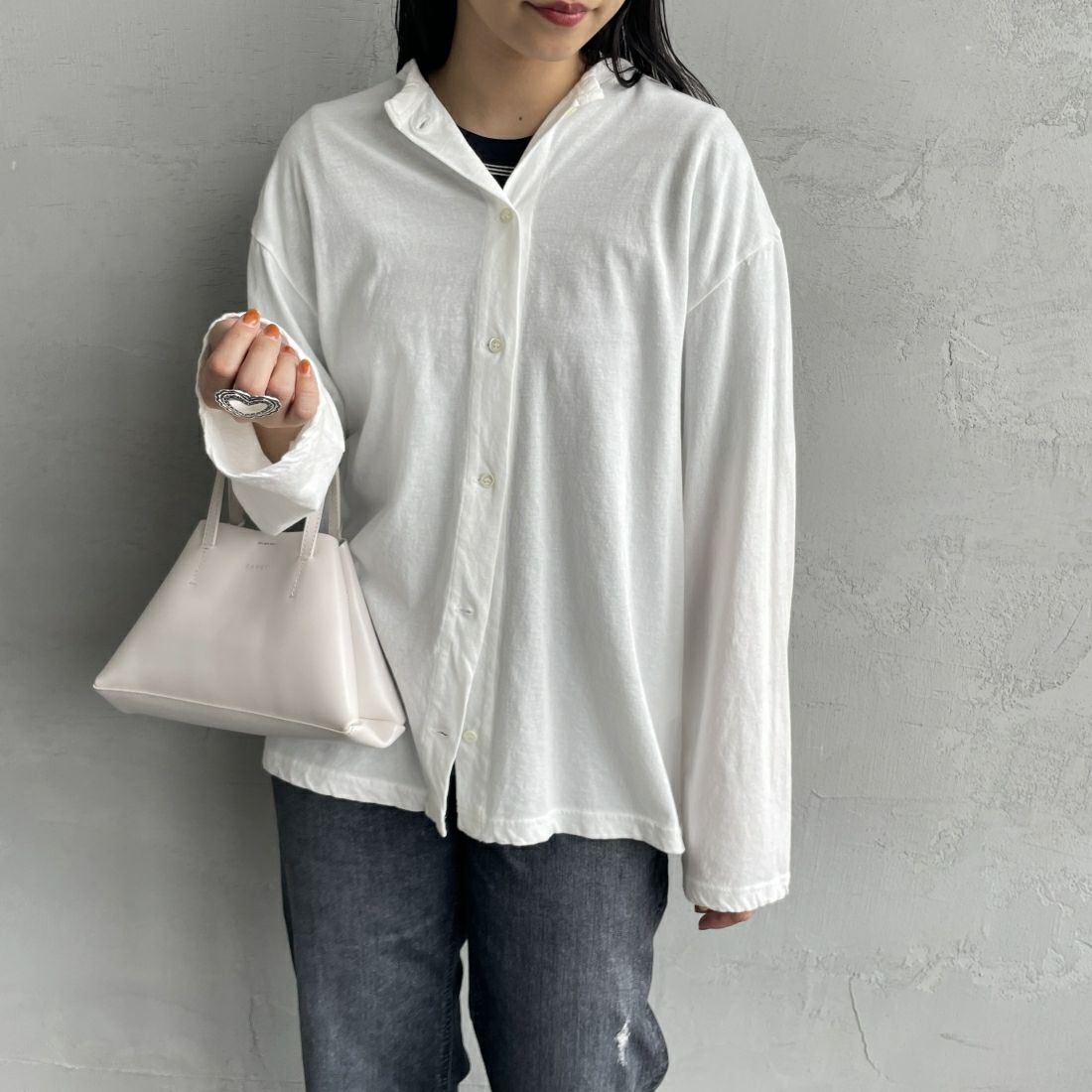 THE SHINZONE [ザ シンゾーン] ハイツイストコットンカーディガン [20SMSCU53] 01 WHITE &&モデル身長：156cm 着用サイズ：F0&&