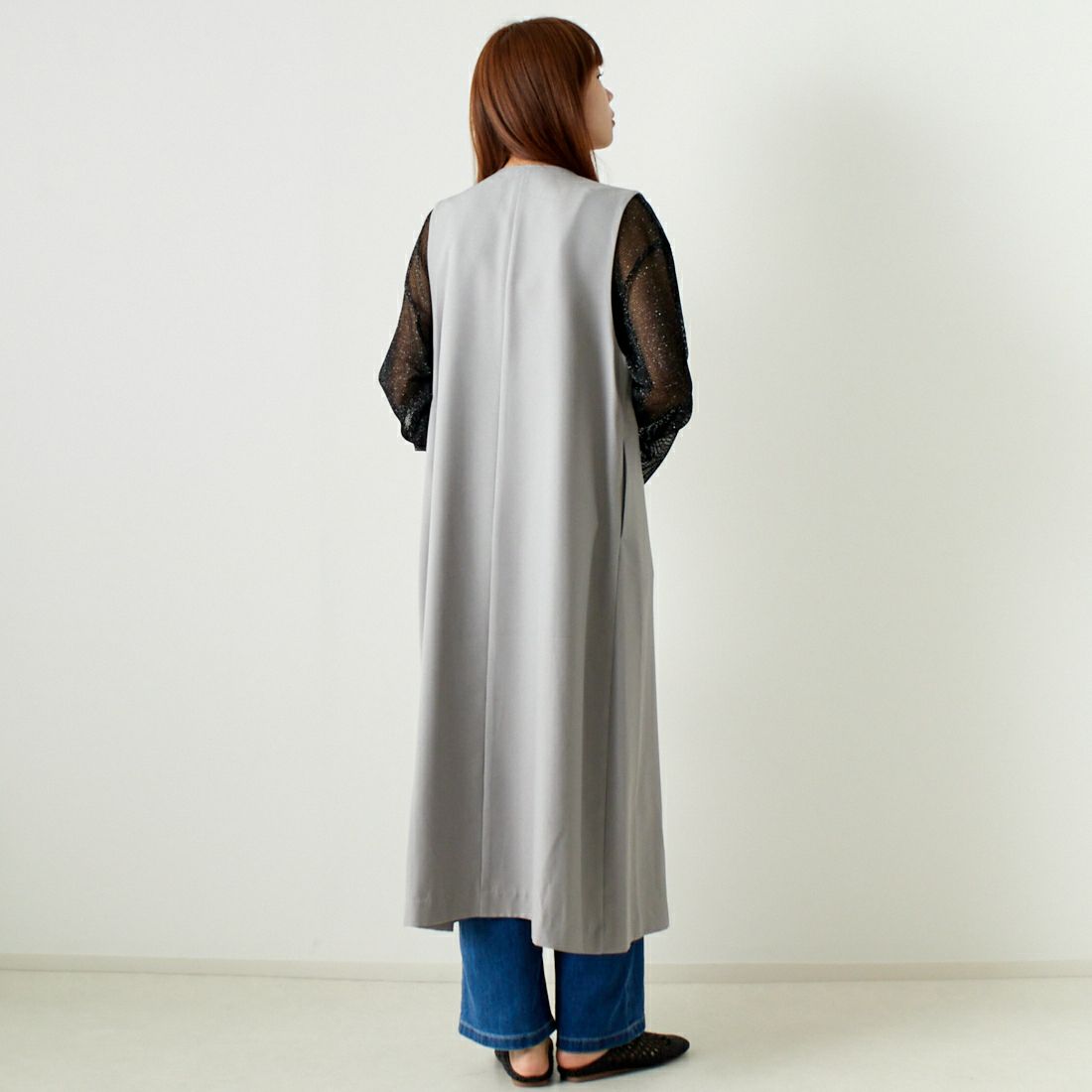 CLOCHE [クロシェ] ロングダブルボタンジレ [41085002] 77 ｸﾞﾚｰ &&モデル身長：167cm 着用サイズ：2&&