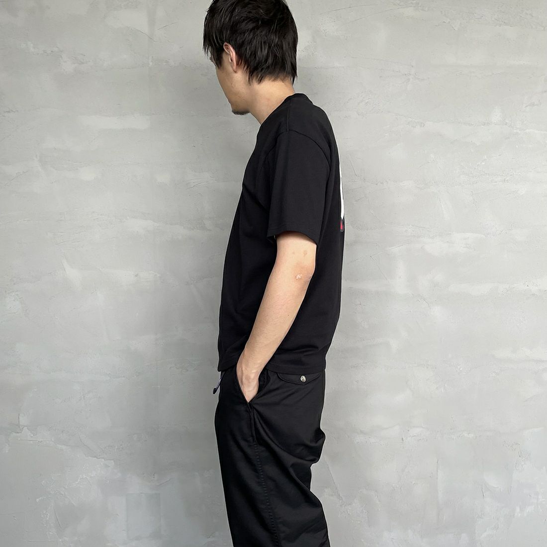 CHUMS [チャムス] ブービーロゴTシャツ [CH01-2279] K001 BLACK &&モデル身長：173cm 着用サイズ：M&&