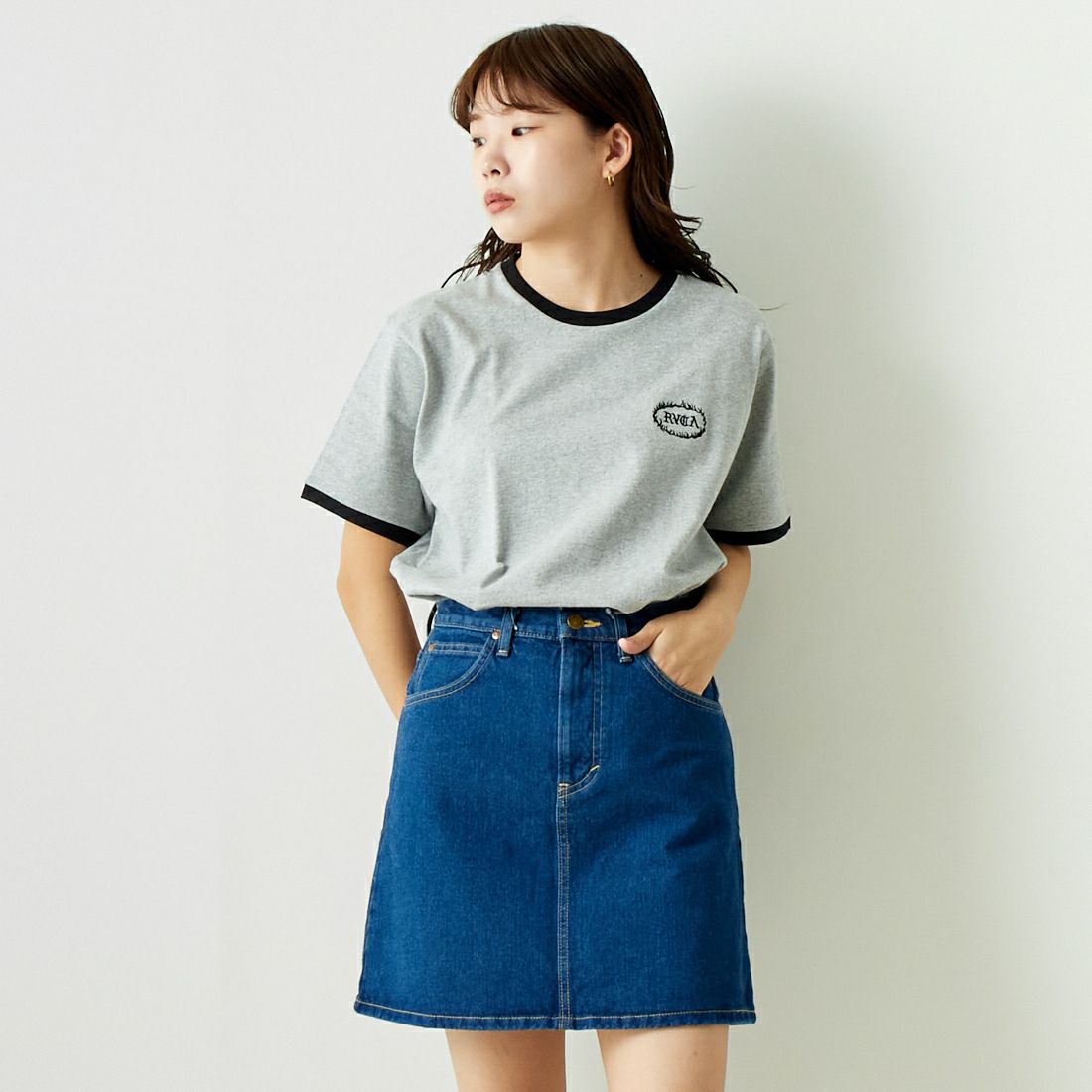 RVCA [ルーカ] ファイヤーブランド リンガーTシャツ [BE041-236] ATH &&モデル身長：167cm 着用サイズ：S&&
