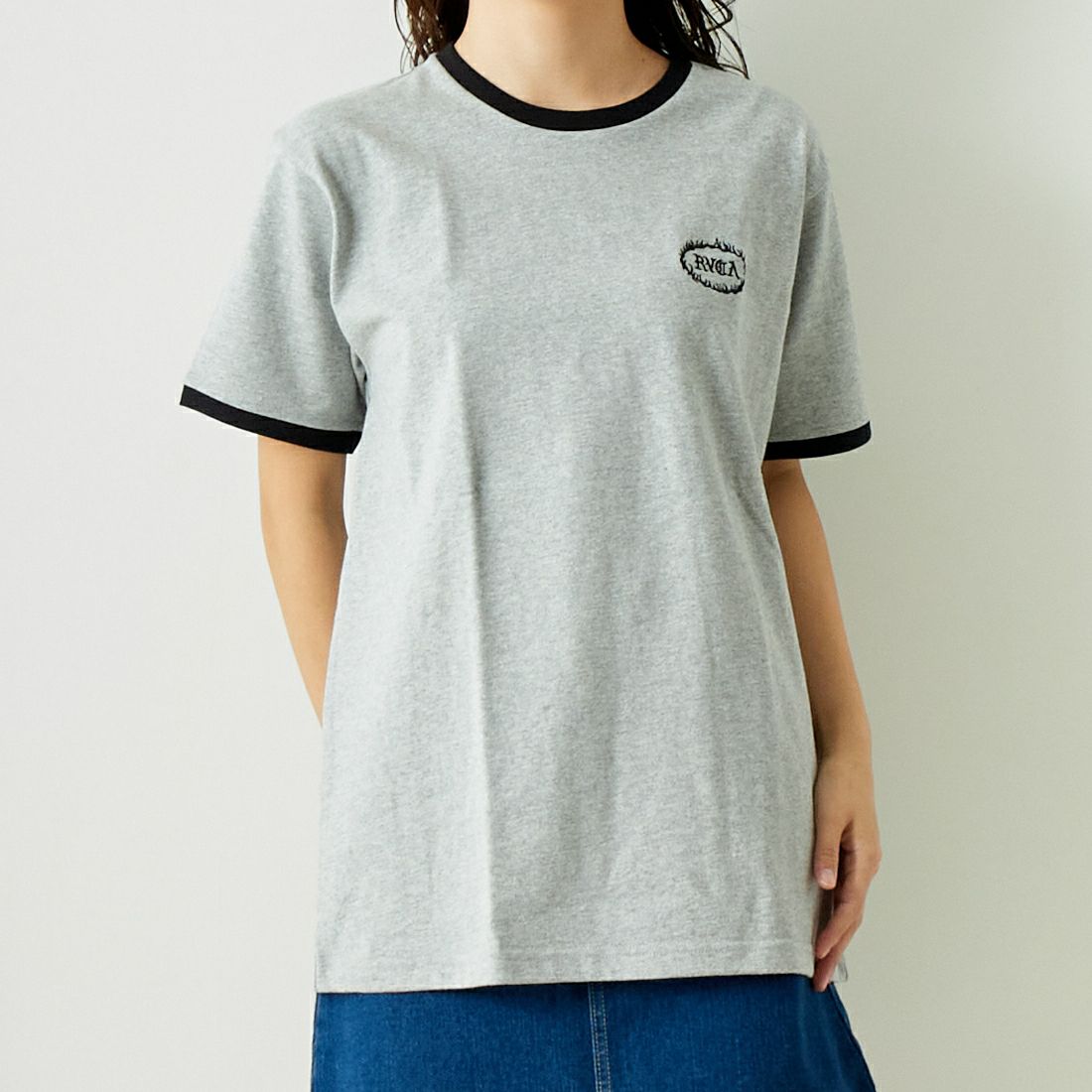 RVCA [ルーカ] ファイヤーブランド リンガーTシャツ [BE041-236] ATH &&モデル身長：167cm 着用サイズ：S&&