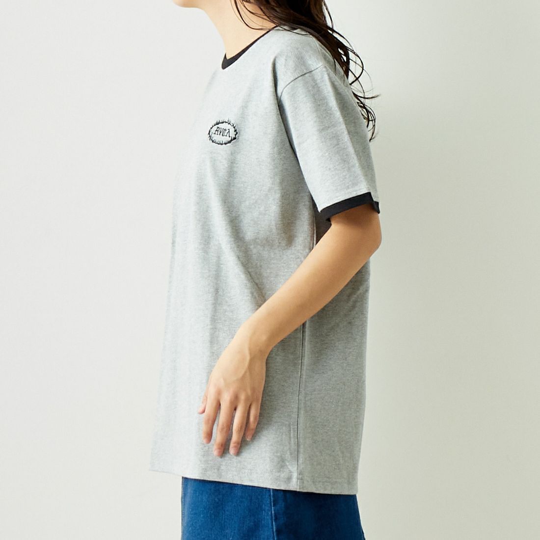 RVCA [ルーカ] ファイヤーブランド リンガーTシャツ [BE041-236] ATH &&モデル身長：167cm 着用サイズ：S&&