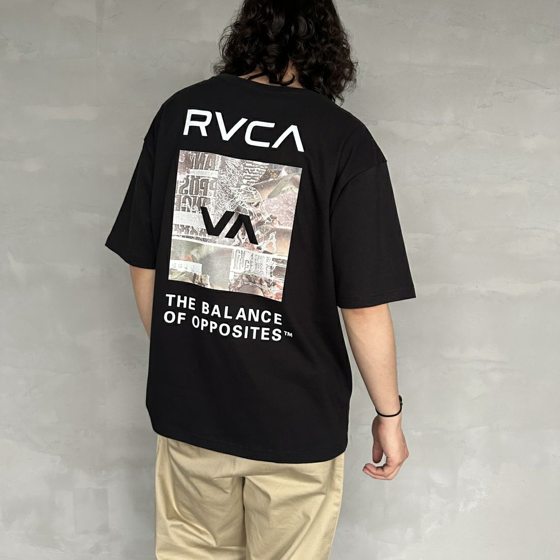 RVCA [ルーカ] ボックスロゴTシャツ [BE041-224] BLK &&モデル身長：173cm 着用サイズ：M&&