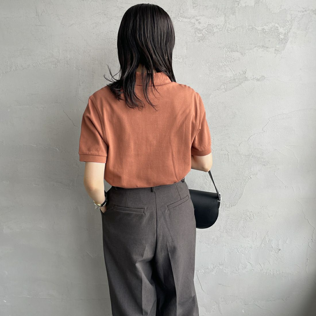 FRED PERRY [フレッドペリー] 鹿の子ポロシャツ [M6000] Y52 CINNAM &&モデル身長：160cm 着用サイズ：S&&