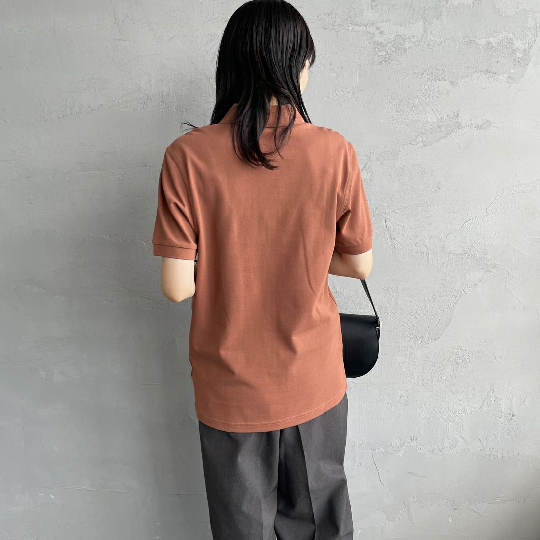 FRED PERRY [フレッドペリー] 鹿の子ポロシャツ [M6000] Y52 CINNAM &&モデル身長：160cm 着用サイズ：S&&