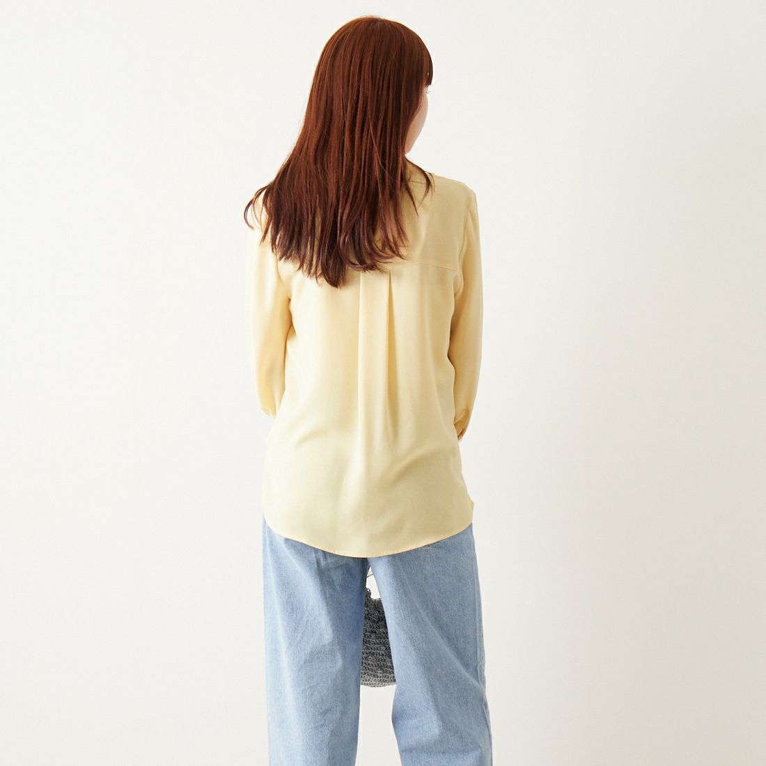 Jf Ready Made [ジェイエフレディメイド] スラブスキッパーブラウス [8545366-01] 52 ｲｴﾛｰ &&モデル身長：167cm 着用サイズ：F&&