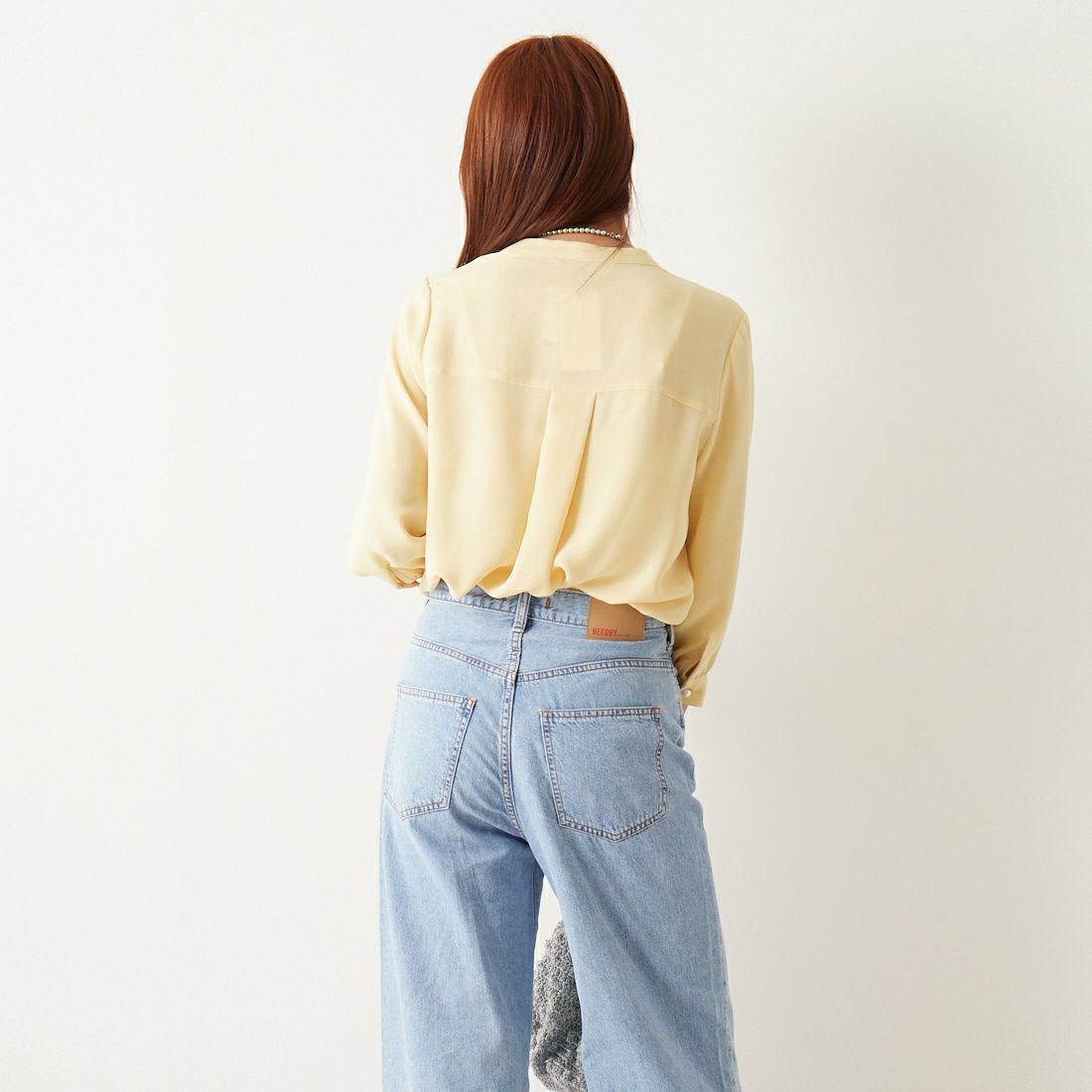 Jf Ready Made [ジェイエフレディメイド] スラブスキッパーブラウス [8545366-01] 52 ｲｴﾛｰ &&モデル身長：167cm 着用サイズ：F&&
