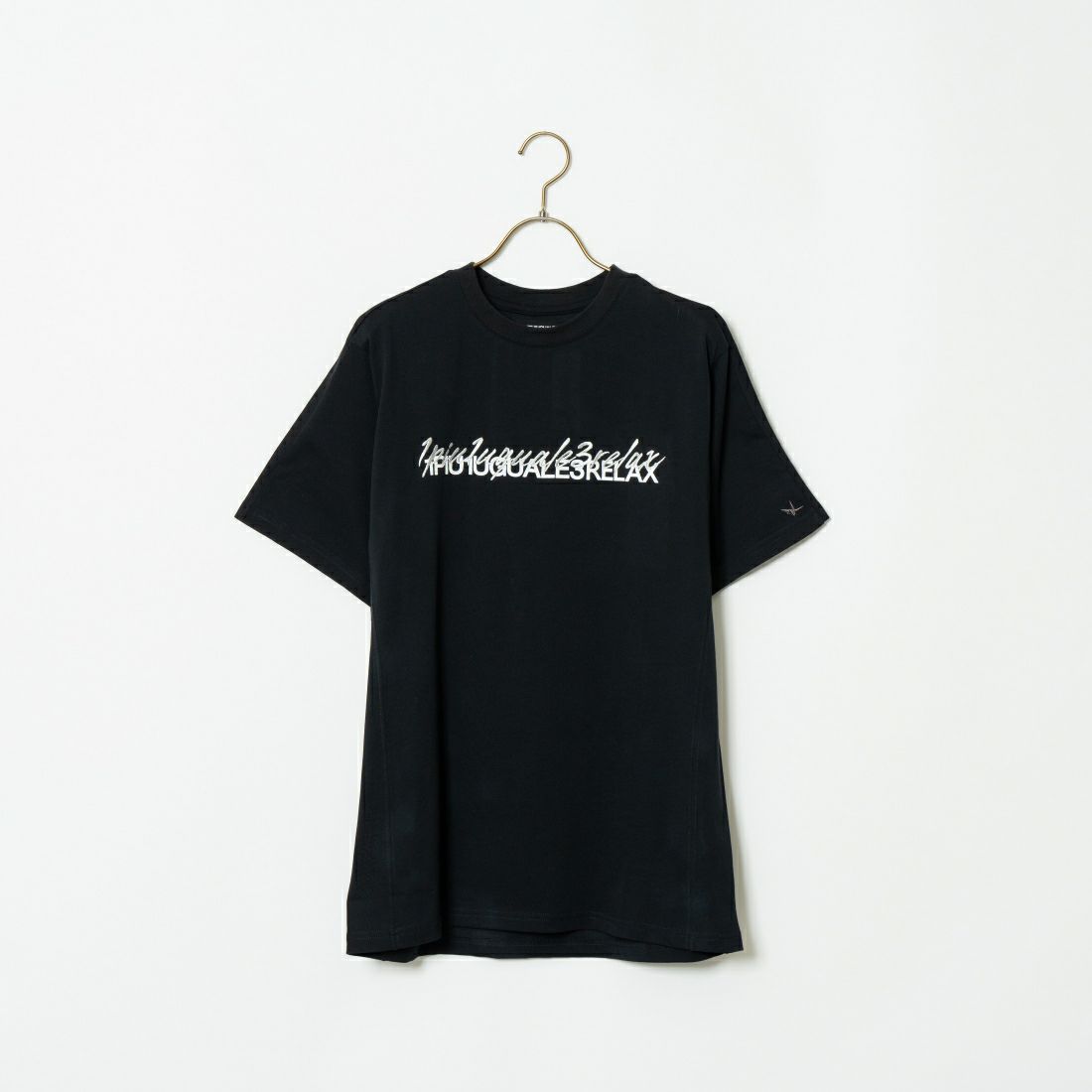 1PIU1UGUALE3 RELAX [ウノ ピゥ ウノ ウグァーレ トレ] ダブルロゴ半袖Tシャツ [UST-24003] SN90 BLACK