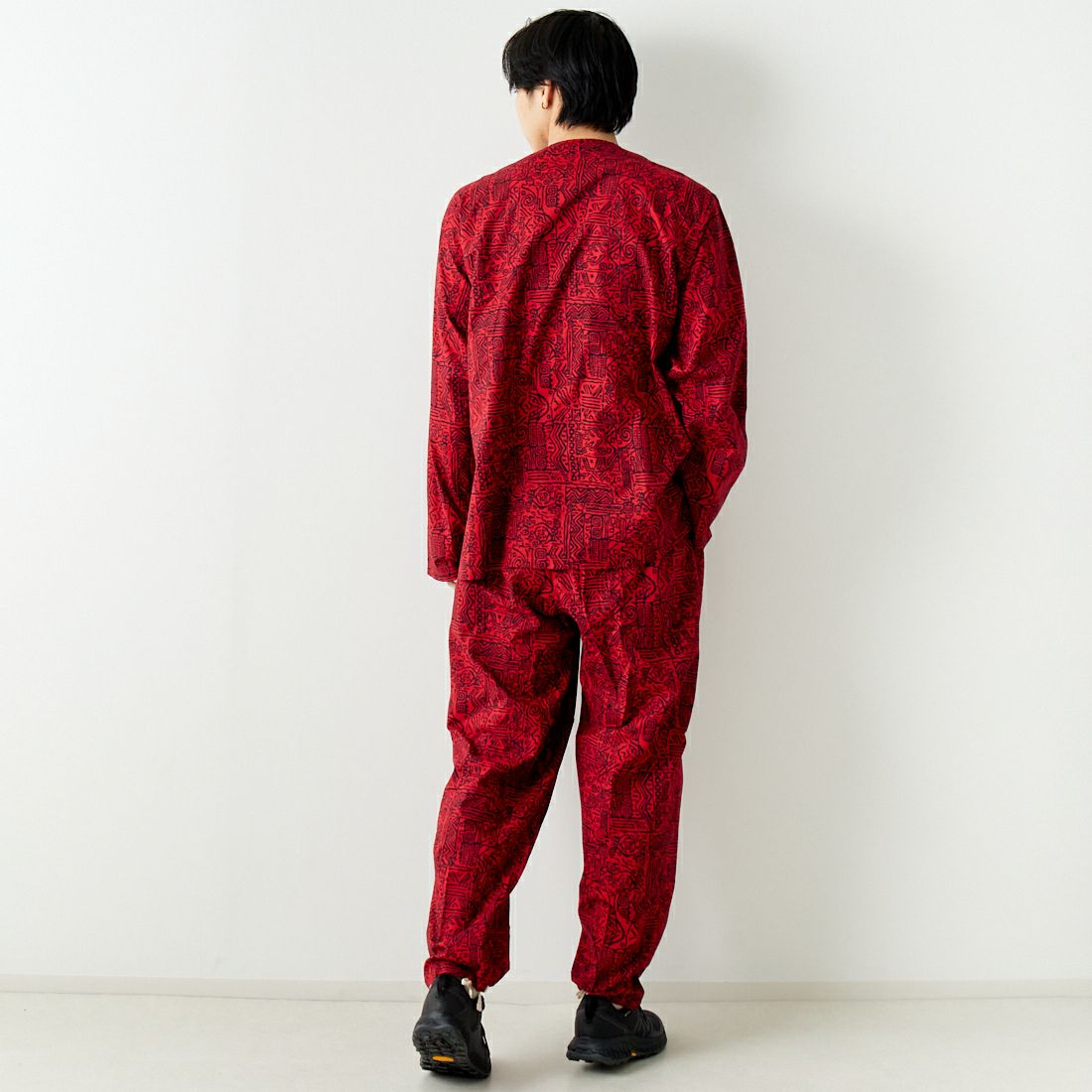 South2West8 [サウスツーウエストエイト] ヘンリーネックシャツ [OT549] A RED &&モデル身長：179cm 着用サイズ：M&&
