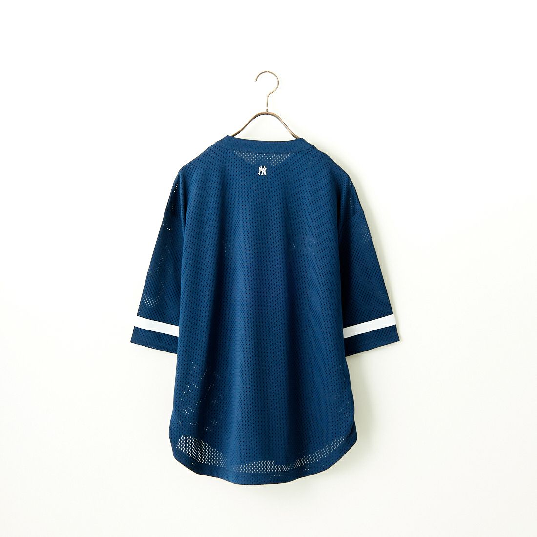 Fanatics [ファナティクス] 別注 MLBロゴ ヘンリーネックメッシュTシャツ [ML2124SS1-JF] NAVY/NY