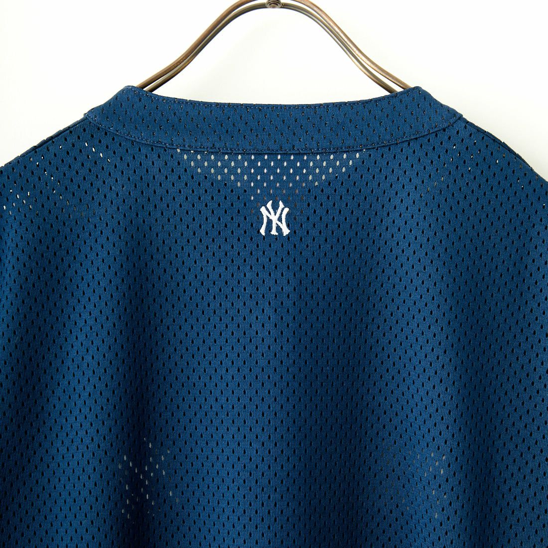 Fanatics [ファナティクス] 別注 MLBロゴ ヘンリーネックメッシュTシャツ [ML2124SS1-JF] NAVY/NY