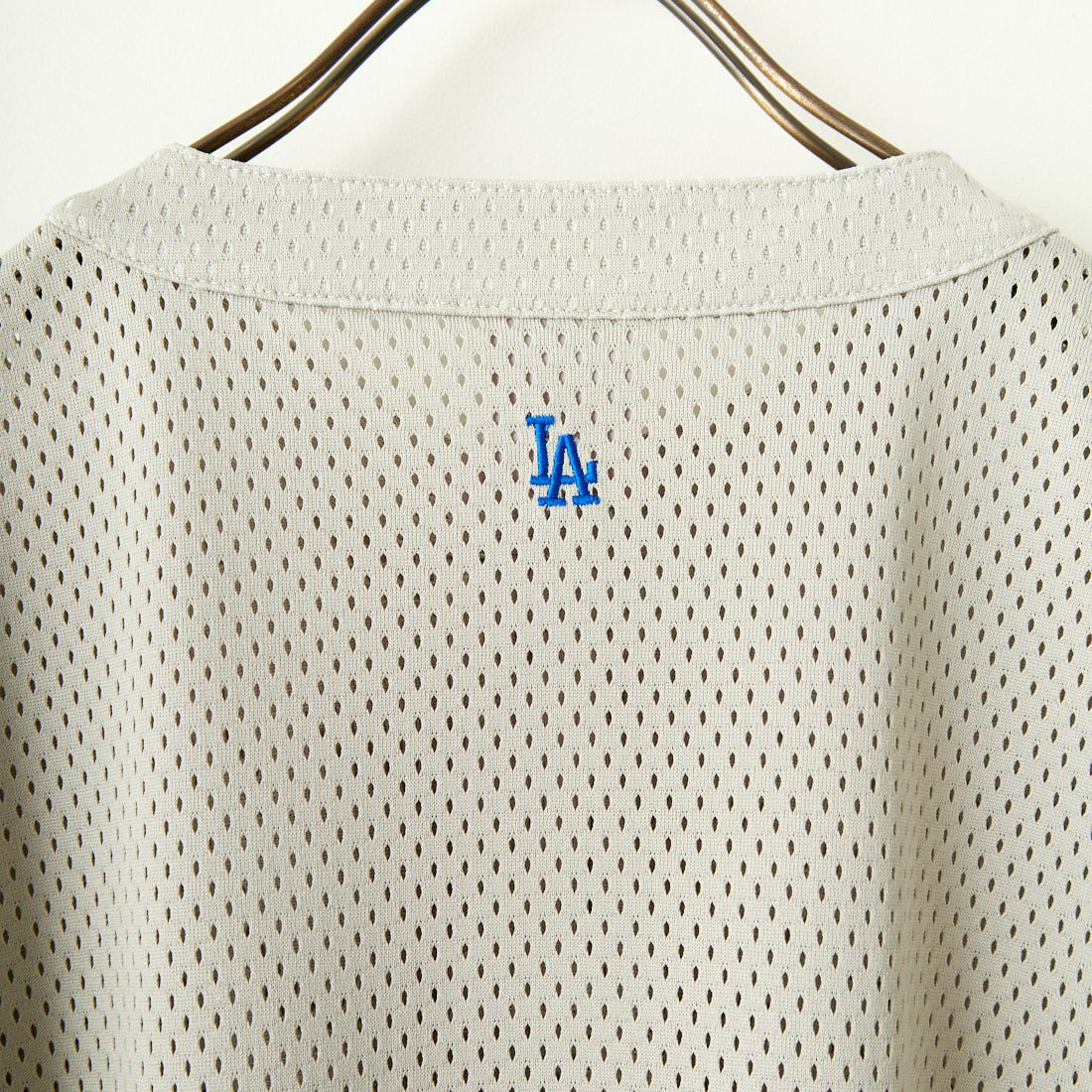 Fanatics [ファナティクス] 別注 MLBロゴ ヘンリーネックメッシュTシャツ [ML2124SS1-JF] GRAY/LA