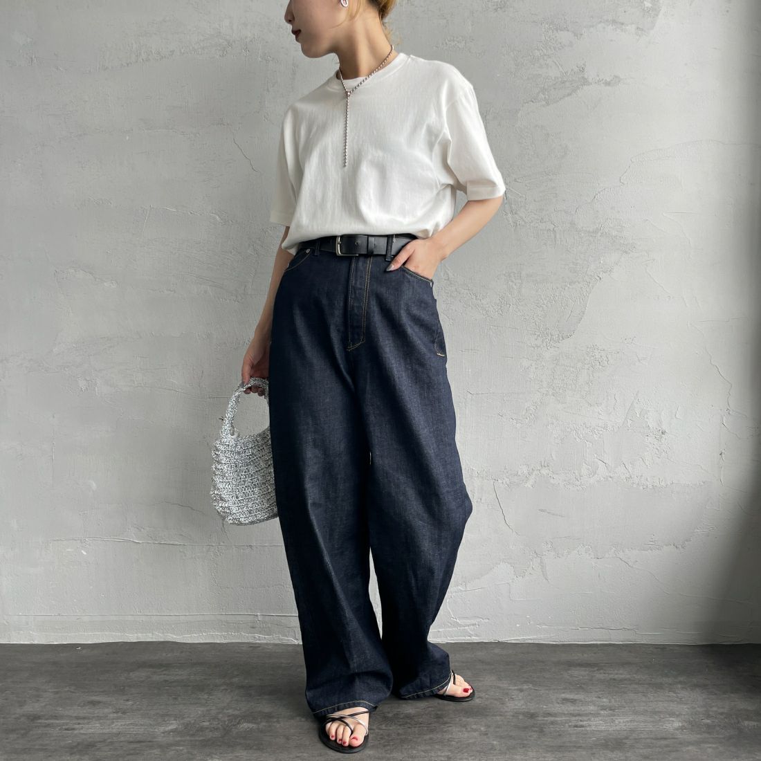 Hanes [ヘインズ] 1P SHIRO クルーネックTシャツ [HM1-X201] 010 ﾎﾜｲﾄ &&モデル身長：156cm 着用サイズ：S&&
