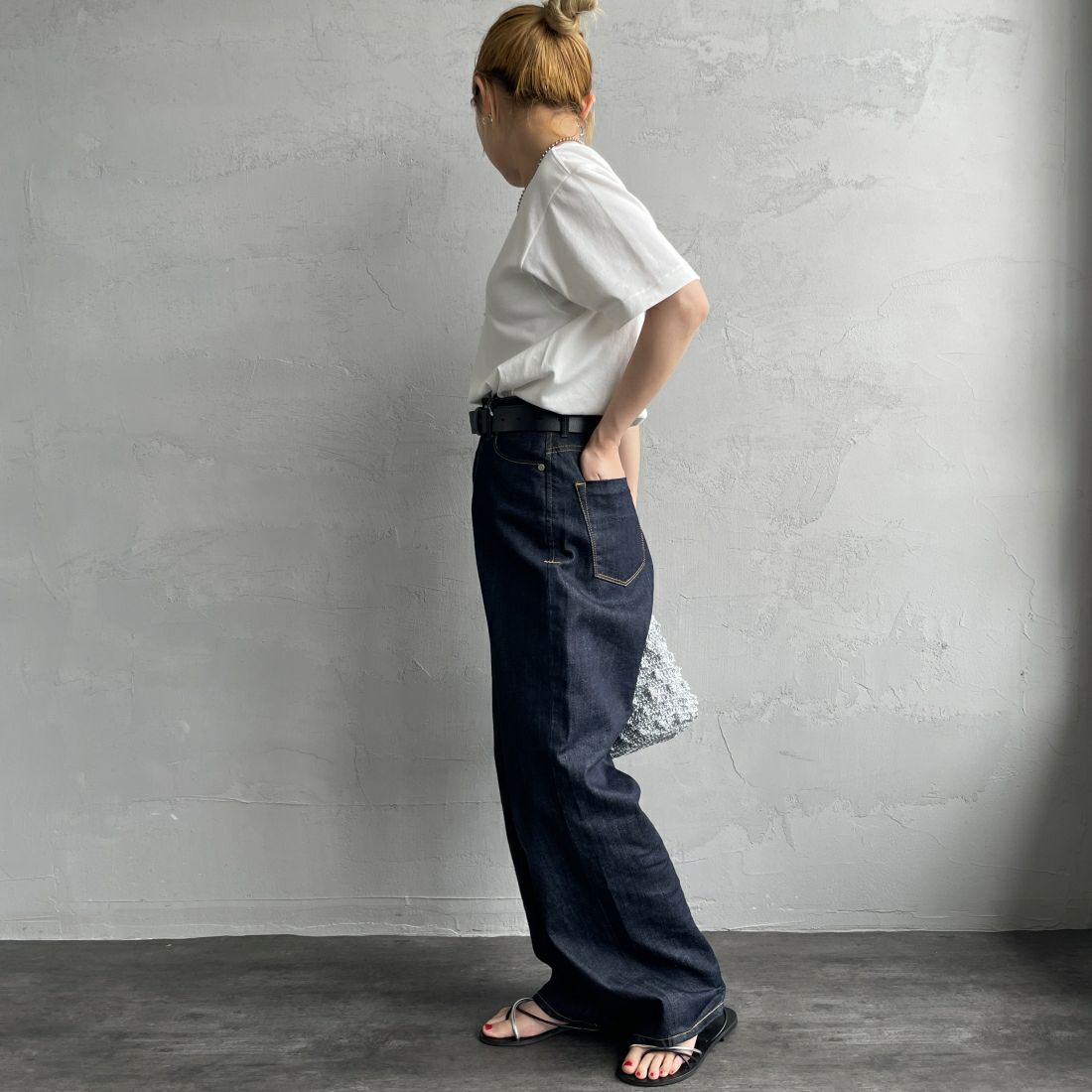 Hanes [ヘインズ] 1P SHIRO クルーネックTシャツ [HM1-X201] 010 ﾎﾜｲﾄ &&モデル身長：156cm 着用サイズ：S&&