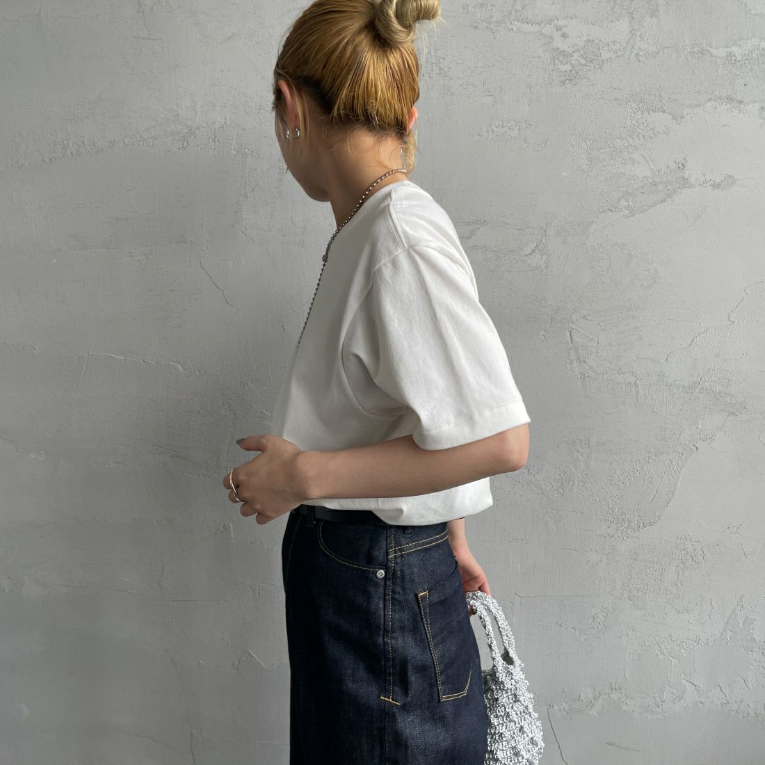 Hanes [ヘインズ] 1P SHIRO クルーネックTシャツ [HM1-X201] 010 ﾎﾜｲﾄ &&モデル身長：156cm 着用サイズ：S&&