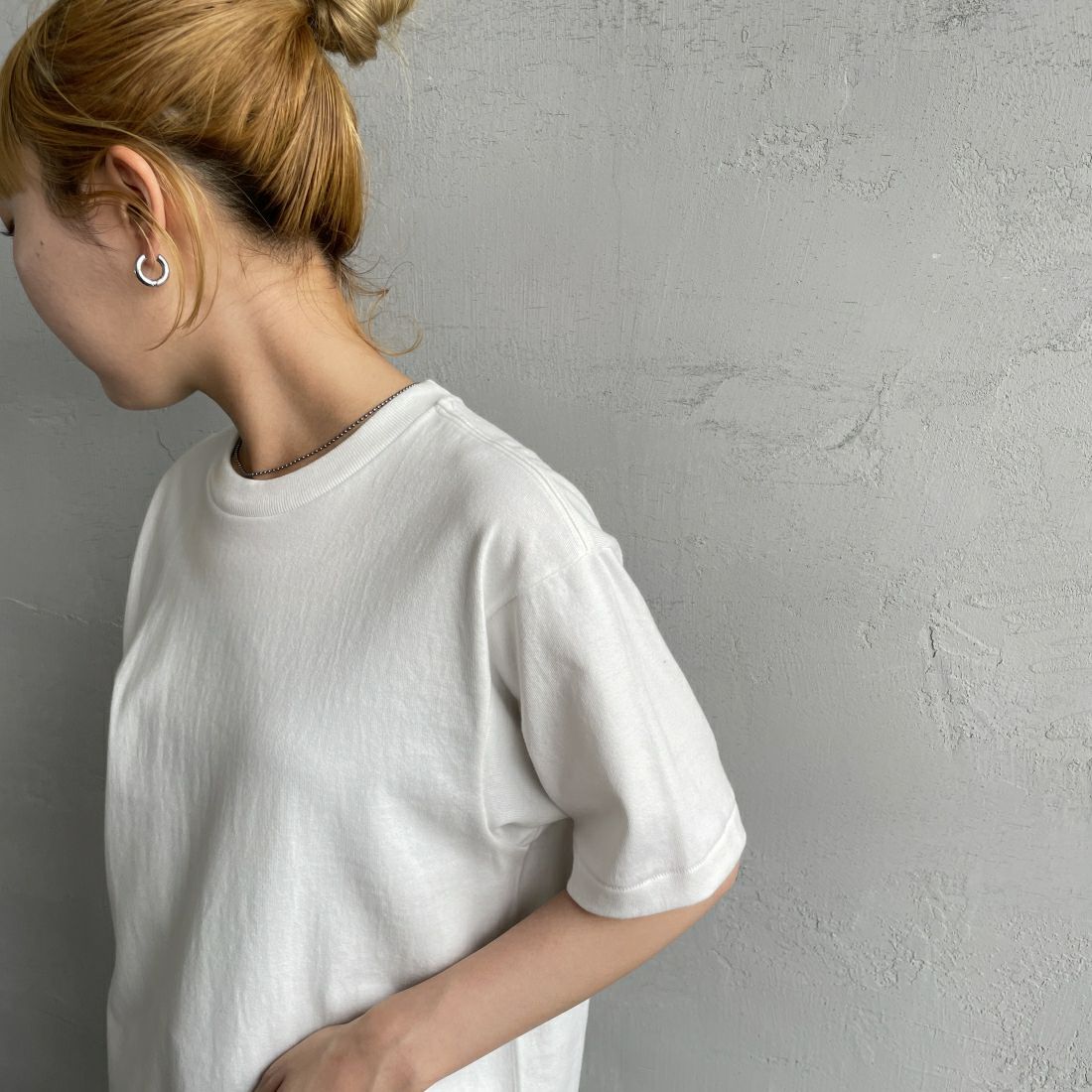 Hanes [ヘインズ] 1P SHIRO クルーネックTシャツ [HM1-X201] 010 ﾎﾜｲﾄ &&モデル身長：156cm 着用サイズ：S&&