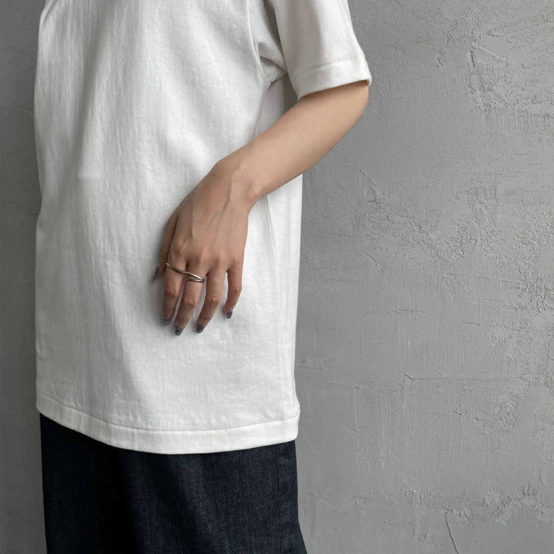 Hanes [ヘインズ] 1P SHIRO クルーネックTシャツ [HM1-X201] 010 ﾎﾜｲﾄ &&モデル身長：156cm 着用サイズ：S&&