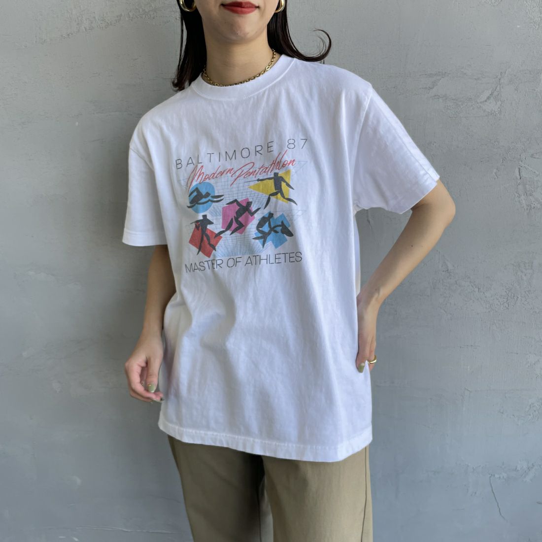 GOOD ROCK SPEED [グッドロックスピード] オリジルロゴプリントTシャツ [24ORG002W] WHITE &&モデル身長：163cm 着用サイズ：F&&