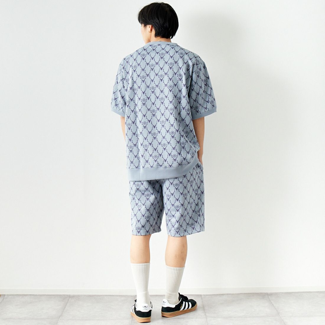 South2West8 [サウスツーウエストエイト] 別注 ストリングスウェットショートパンツ [MR1013-JF] GREY &&モデル身長：179cm 着用サイズ：M&&