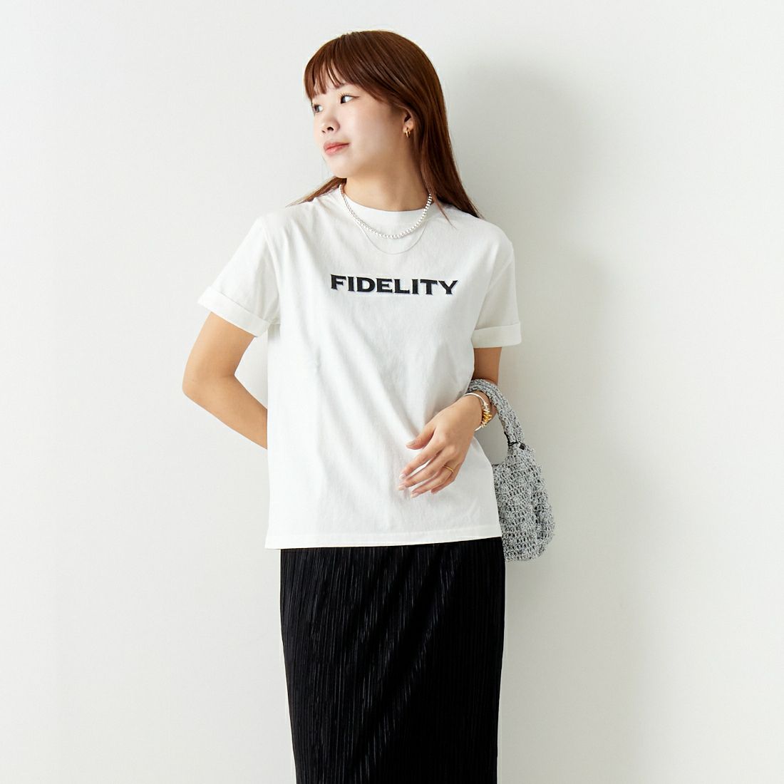 FIDELITY [フィデリティ] ポスターアートプリントTシャツ [FH-24575405] 06 OFF WHI &&モデル身長：167cm 着用サイズ：F&&