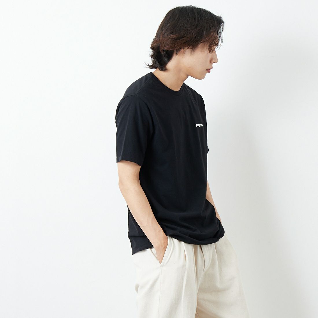 patagonia [パタゴニア] メンズ P-6ロゴ レスポンシビリティーTシャツ [38504] &&モデル身長：179cm 着用サイズ：M&&