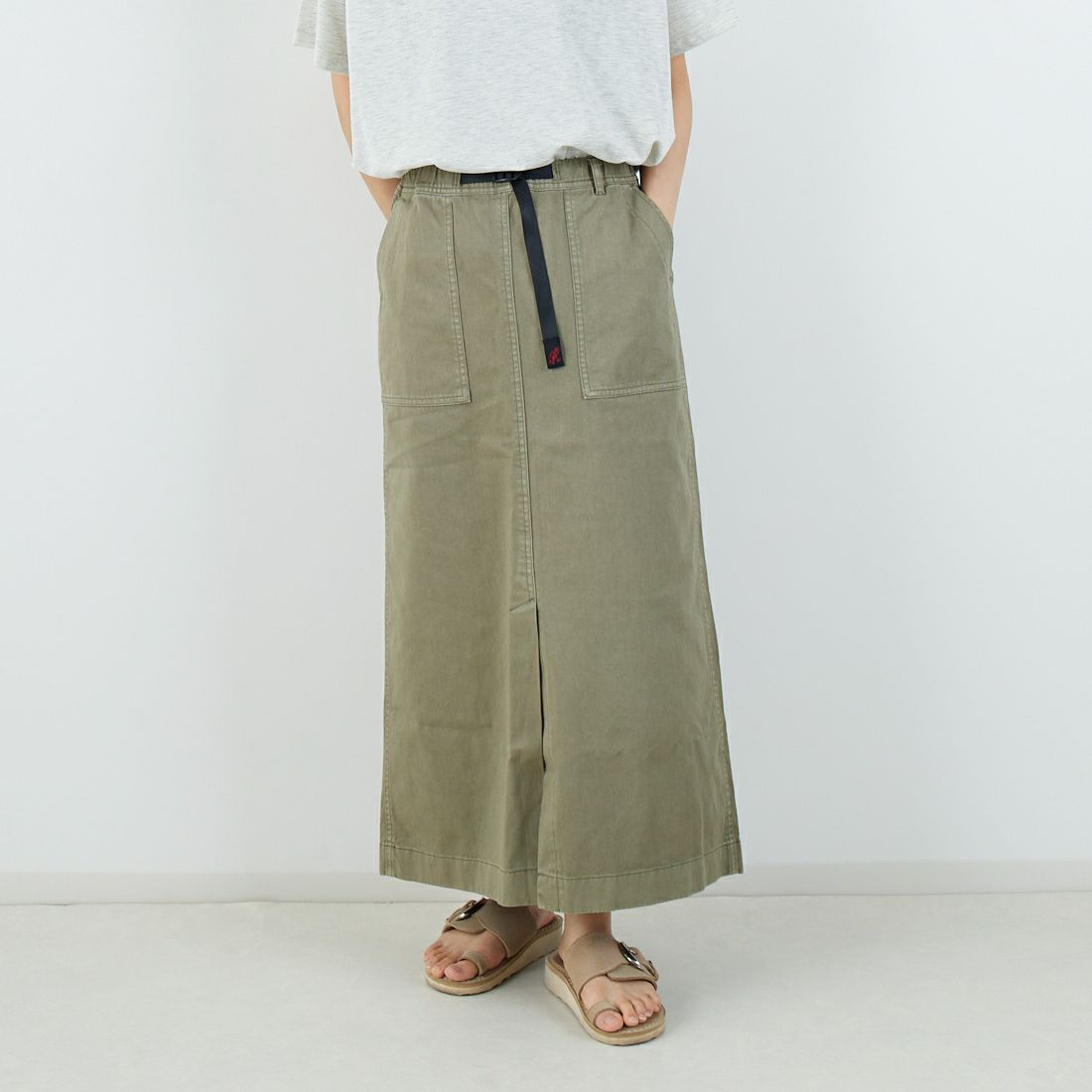 GRAMiCCi [グラミチ] ロングベイカースカート [G3SW-SK069] HERB &&モデル身長：160cm 着用サイズ：M&&
