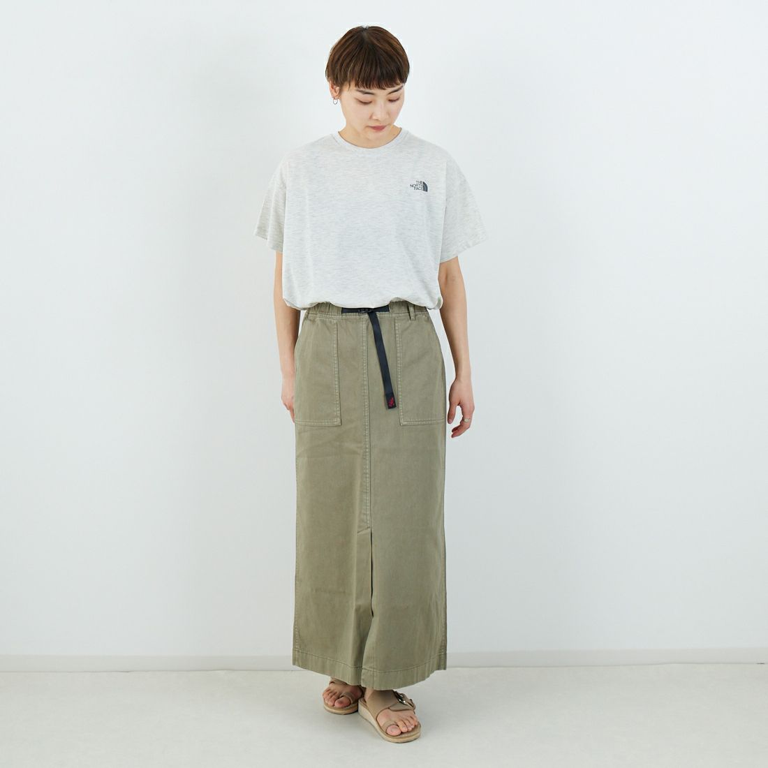 GRAMiCCi [グラミチ] ロングベイカースカート [G3SW-SK069] HERB &&モデル身長：160cm 着用サイズ：M&&