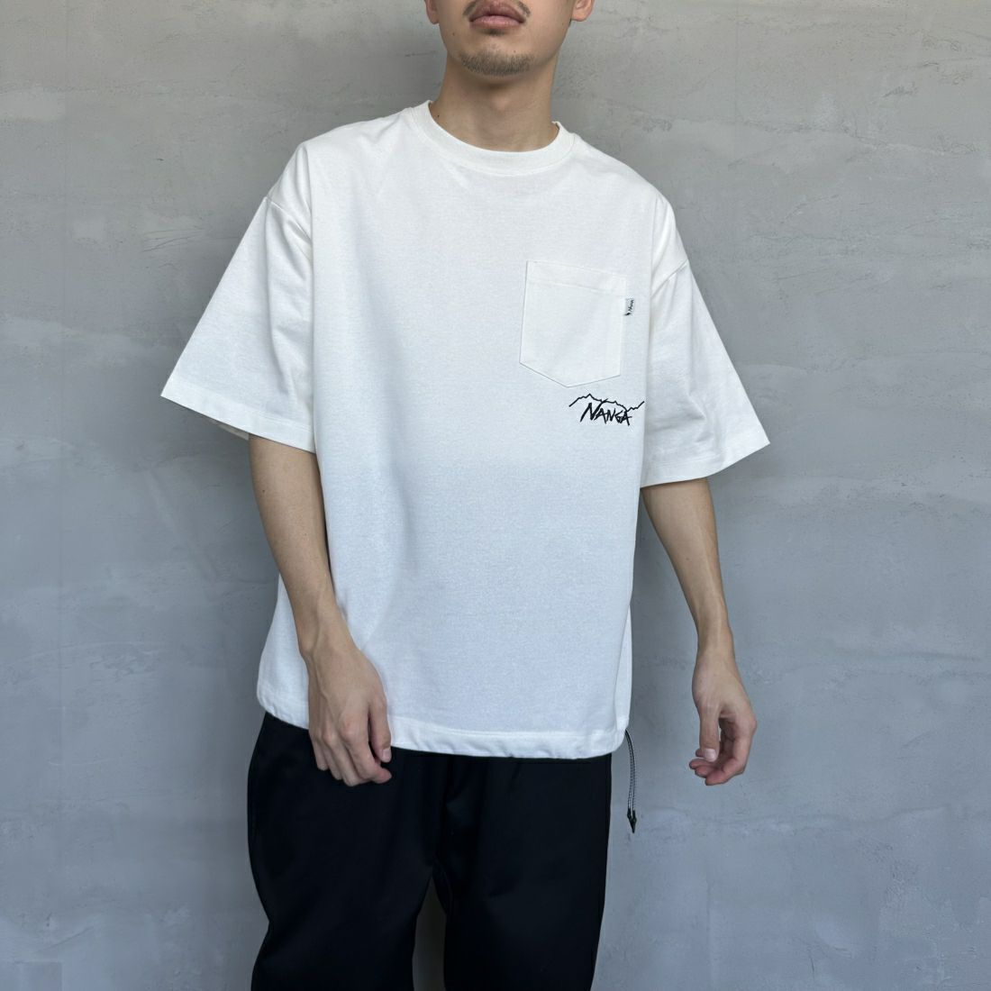 【予約商品】 JEANSFACTORY × NANGA [ジーンズファクトリー × ナンガ] 別注 ルーズフィット ドローコードポケットTシャツ  [NW24SS-JF5]