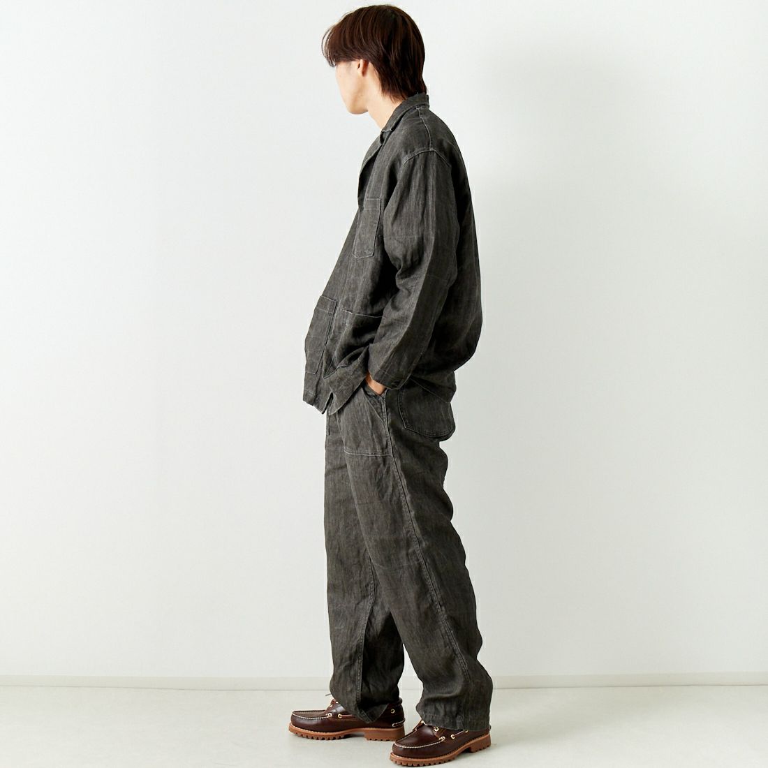 orSlow [オアスロウ] 墨染リネン ファティーグパンツ [01-5103] 60 CHARCOA &&モデル身長：179cm 着用サイズ：3&&