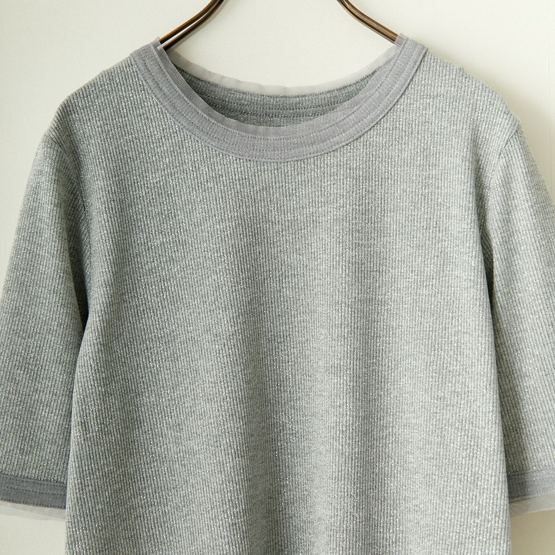 Jf Ready Made [ジェイエフレディメイド] ラメリブショートスリーブTシャツ [8920467-01] 12 ｸﾞﾚｰ