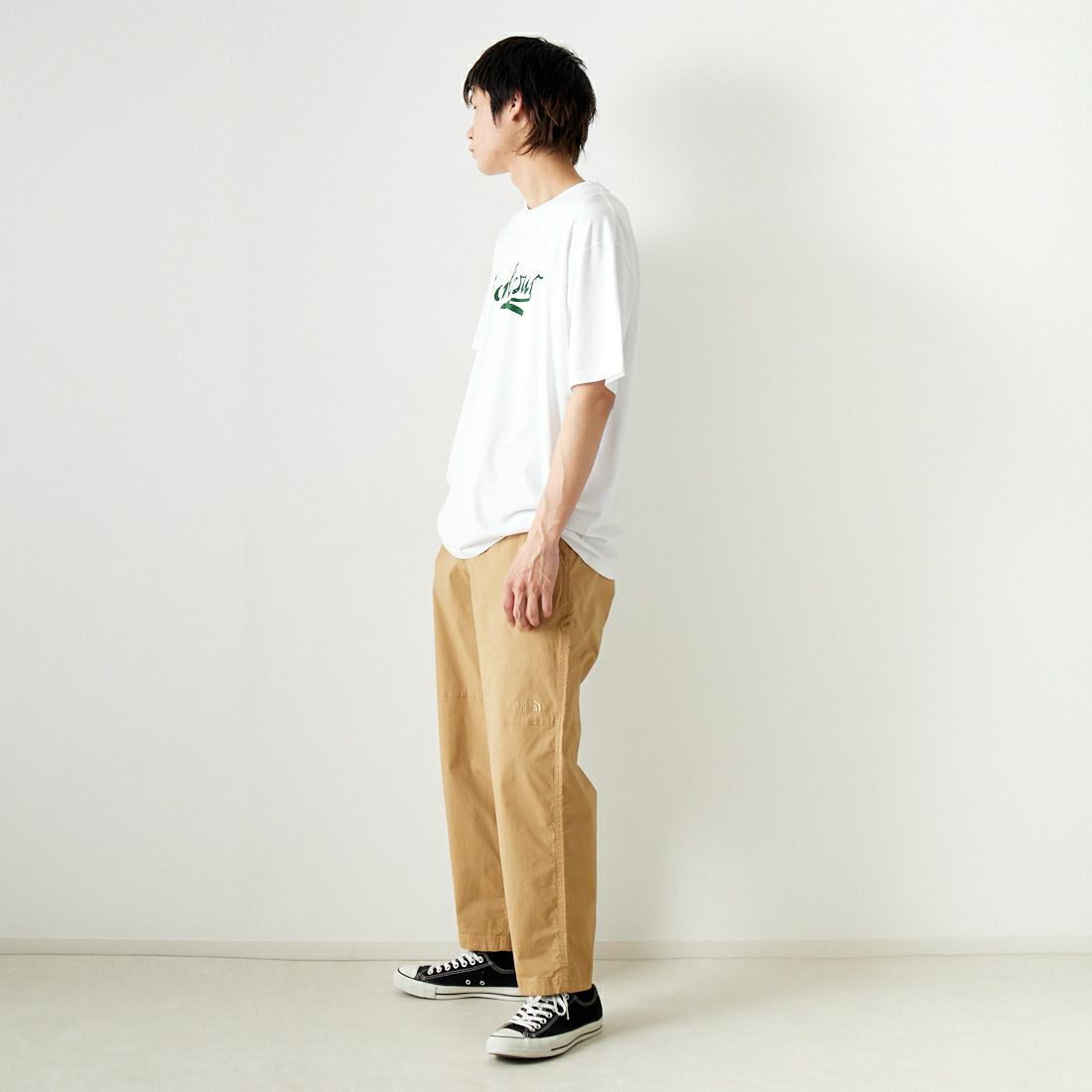 Barbour [バブアー] Grainger アーカイブ ロゴ リラックスフィット Tシャツ [MTS1259] WHITE &&モデル身長：182cm 着用サイズ：42&&