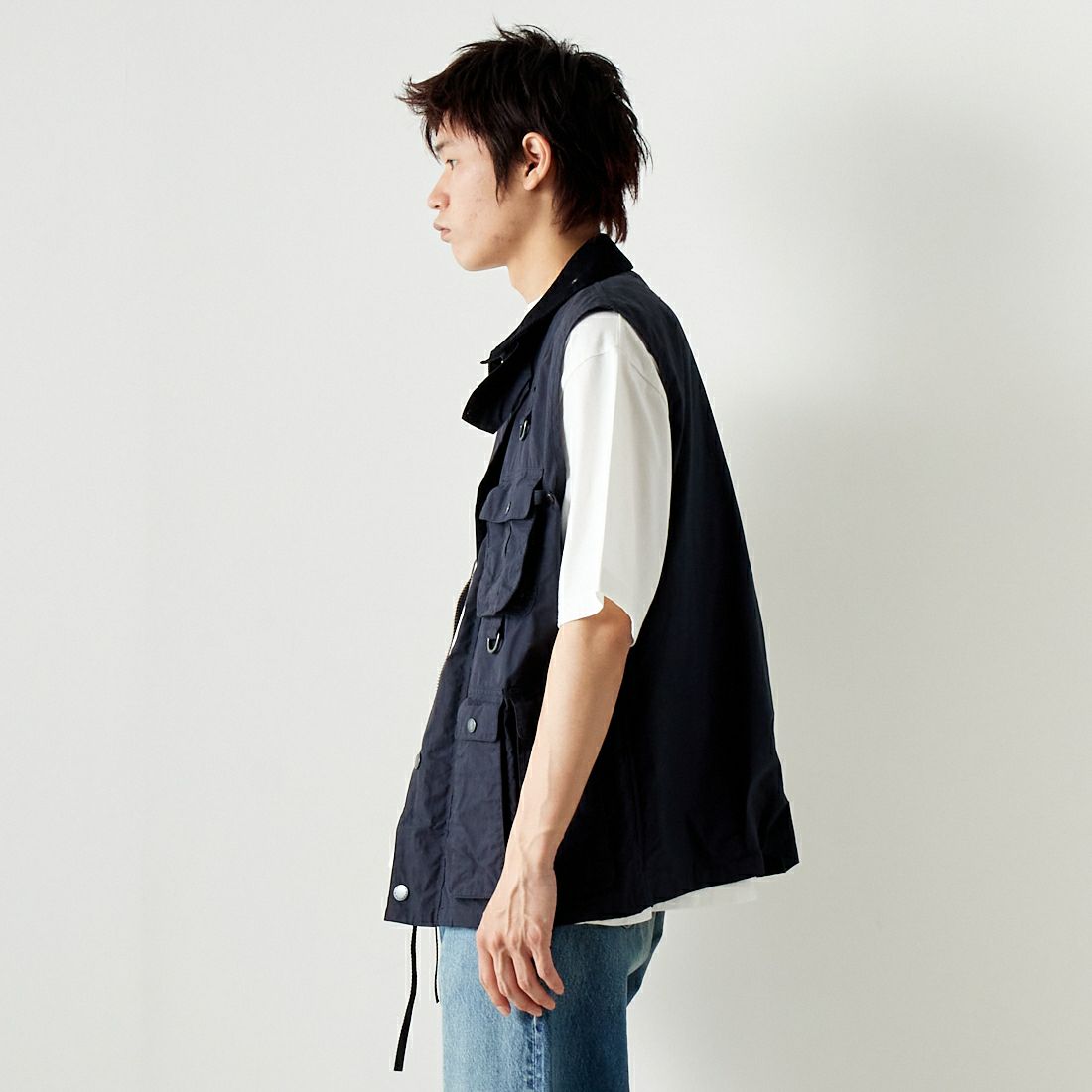 Barbour [バブアー] モディファイド トランスポート ベスト [MGI0246] DK NAVY &&モデル身長：182cm 着用サイズ：M&&