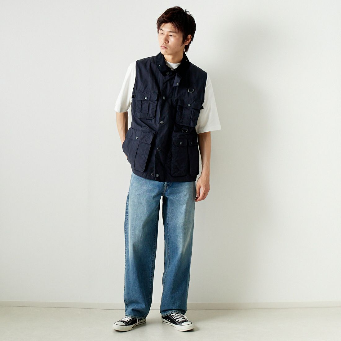 Barbour [バブアー] モディファイド トランスポート ベスト [MGI0246] DK NAVY &&モデル身長：182cm 着用サイズ：M&&