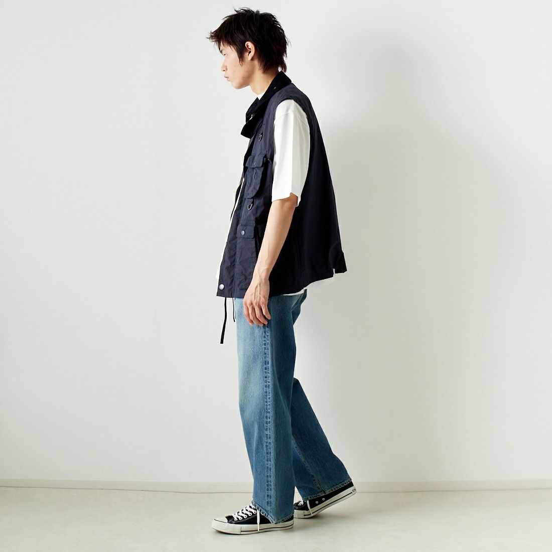 Barbour [バブアー] モディファイド トランスポート ベスト [MGI0246] DK NAVY &&モデル身長：182cm 着用サイズ：M&&