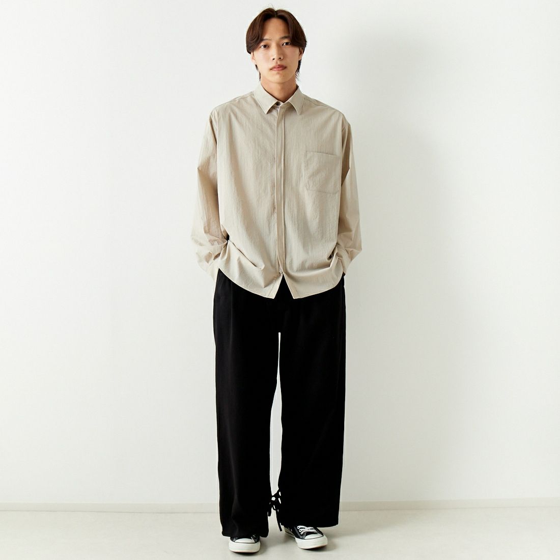 BASISBROEK [バージスブルック] HEART イージーパンツ [BJ-79CLT] BLACK &&モデル身長：179cm 着用サイズ：3&&