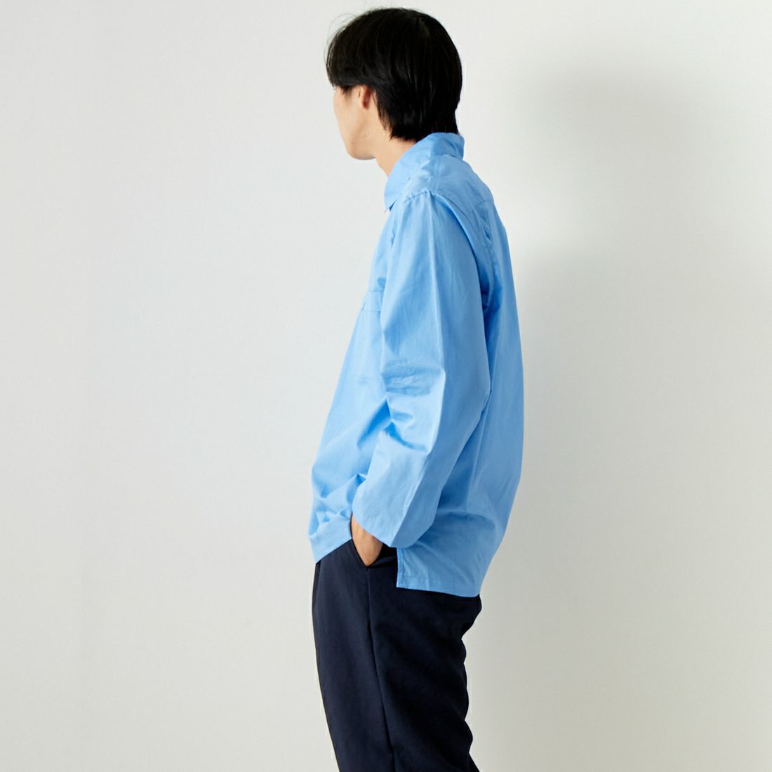 STILL BY HAND [スティルバイハンド] コットンプルオーバーシャツ [SH03241] SKY BLUE &&モデル身長：179cm 着用サイズ：48&&