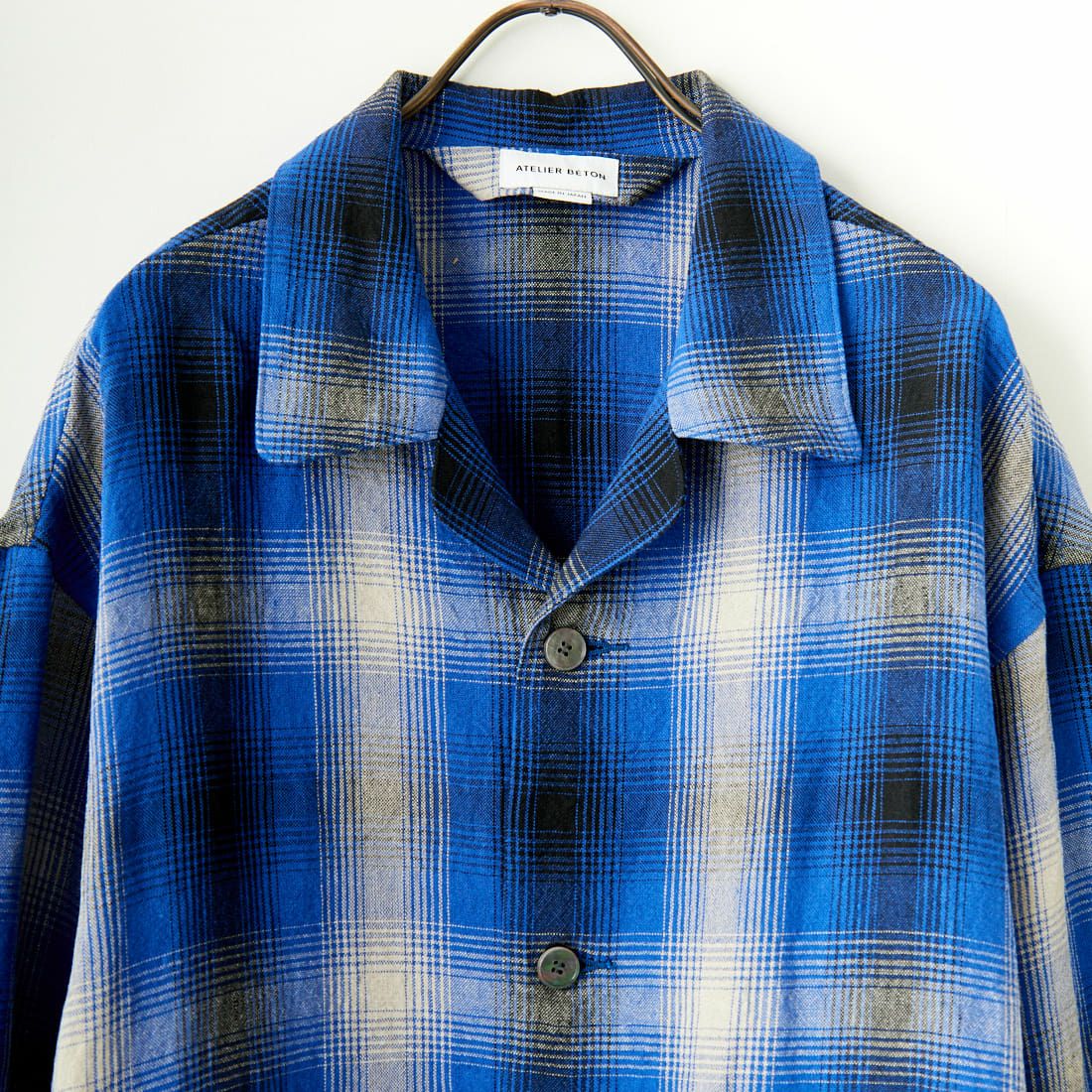 ATELIER BETON [アトリエベトン] リネンチェック シャツブルゾン [241-10D] BLUE CHK