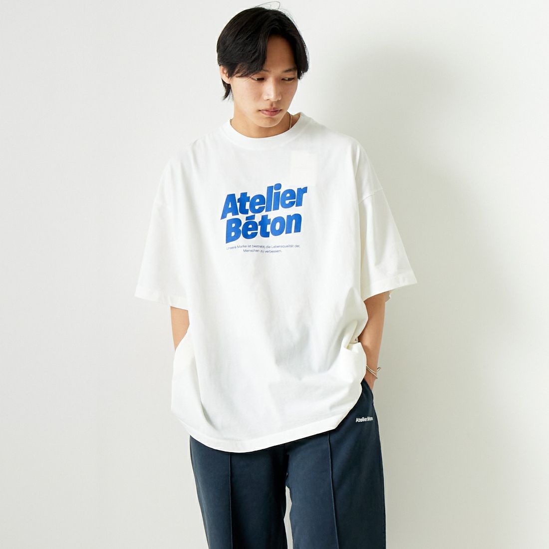 ATELIER BETON [アトリエベトン] ドライクロスビッグプリントTシャツ [241-32M] WHITE &&モデル身長：179cm 着用サイズ：4&&