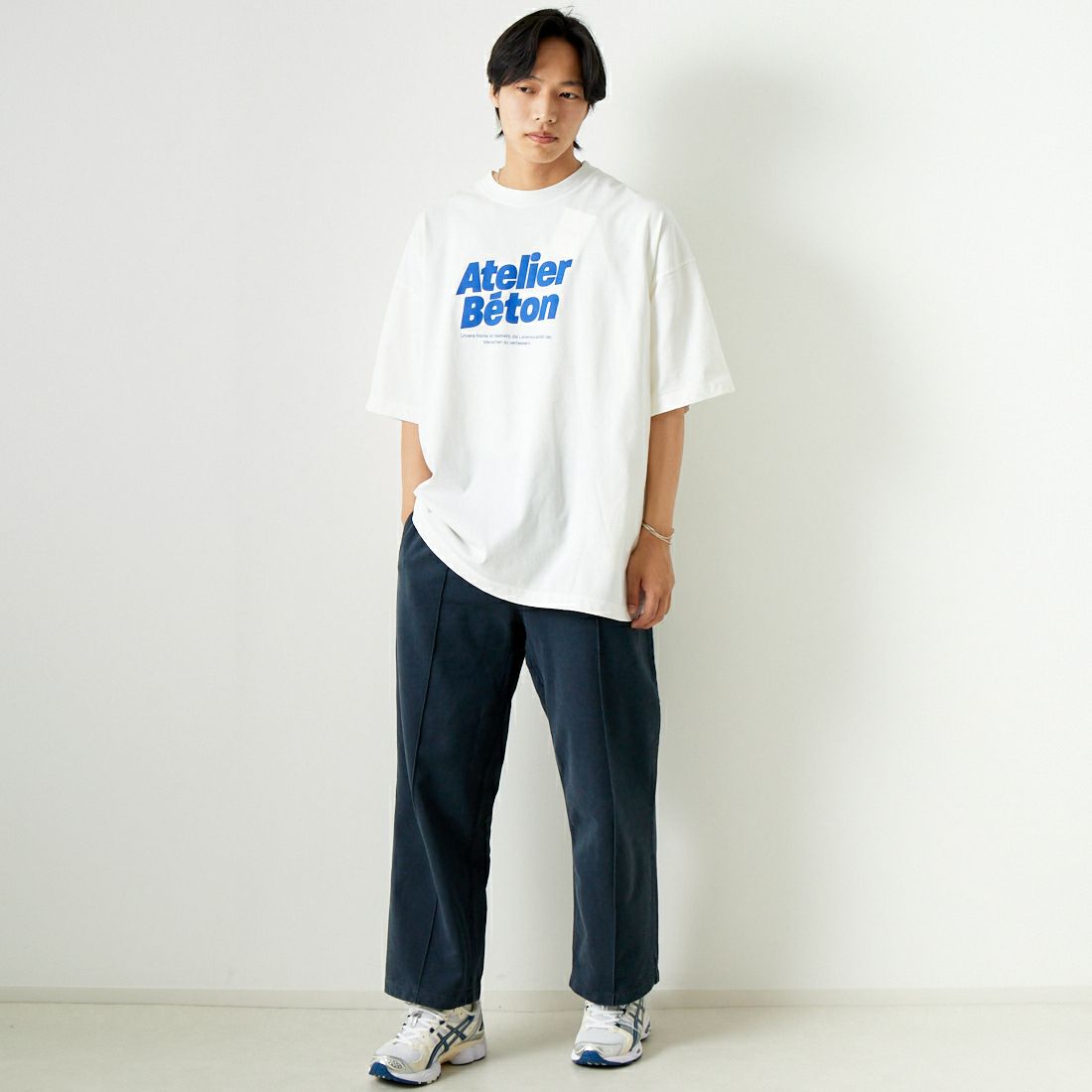 ATELIER BETON [アトリエベトン] ドライクロスビッグプリントTシャツ [241-32M] WHITE &&モデル身長：179cm 着用サイズ：4&&