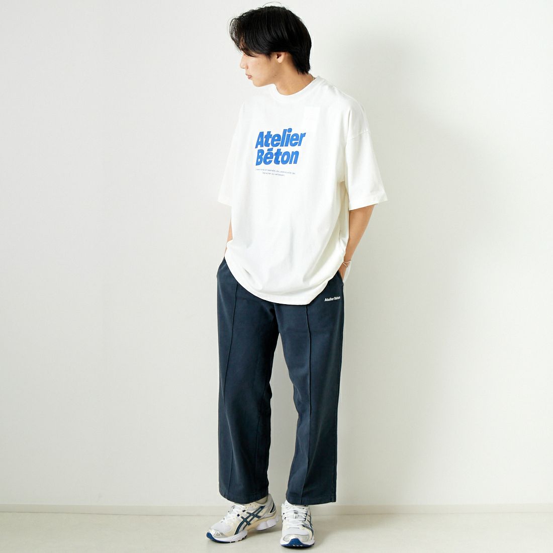 ATELIER BETON [アトリエベトン] ドライクロスビッグプリントTシャツ [241-32M] WHITE &&モデル身長：179cm 着用サイズ：4&&