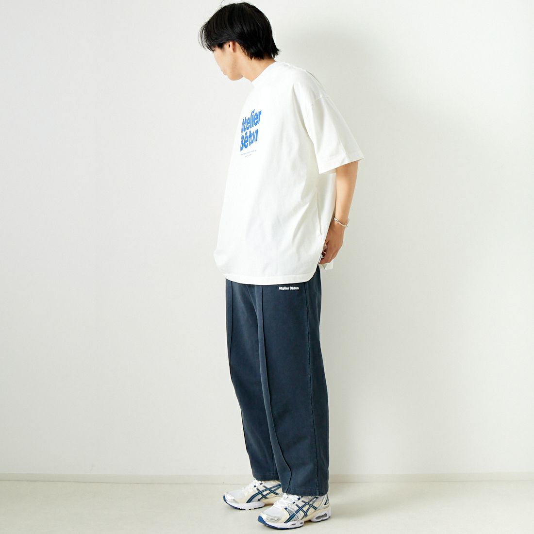 ATELIER BETON [アトリエベトン] ドライクロスビッグプリントTシャツ [241-32M] WHITE &&モデル身長：179cm 着用サイズ：4&&