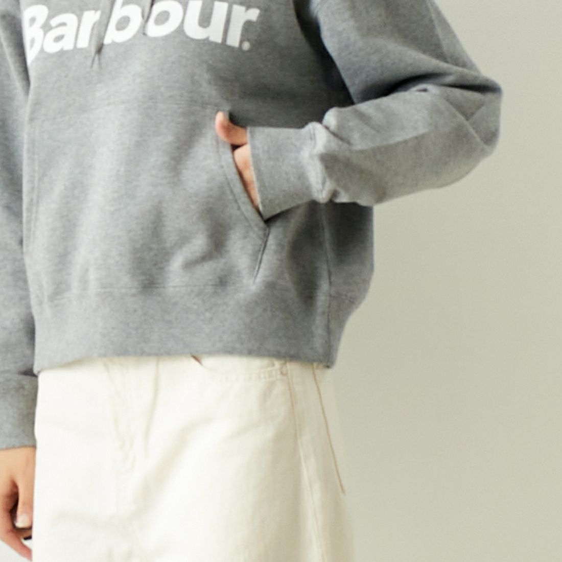 Barbour [バブアー] BARBOURロゴ スウェットフードパーカー [241LOLG002] H.GREY