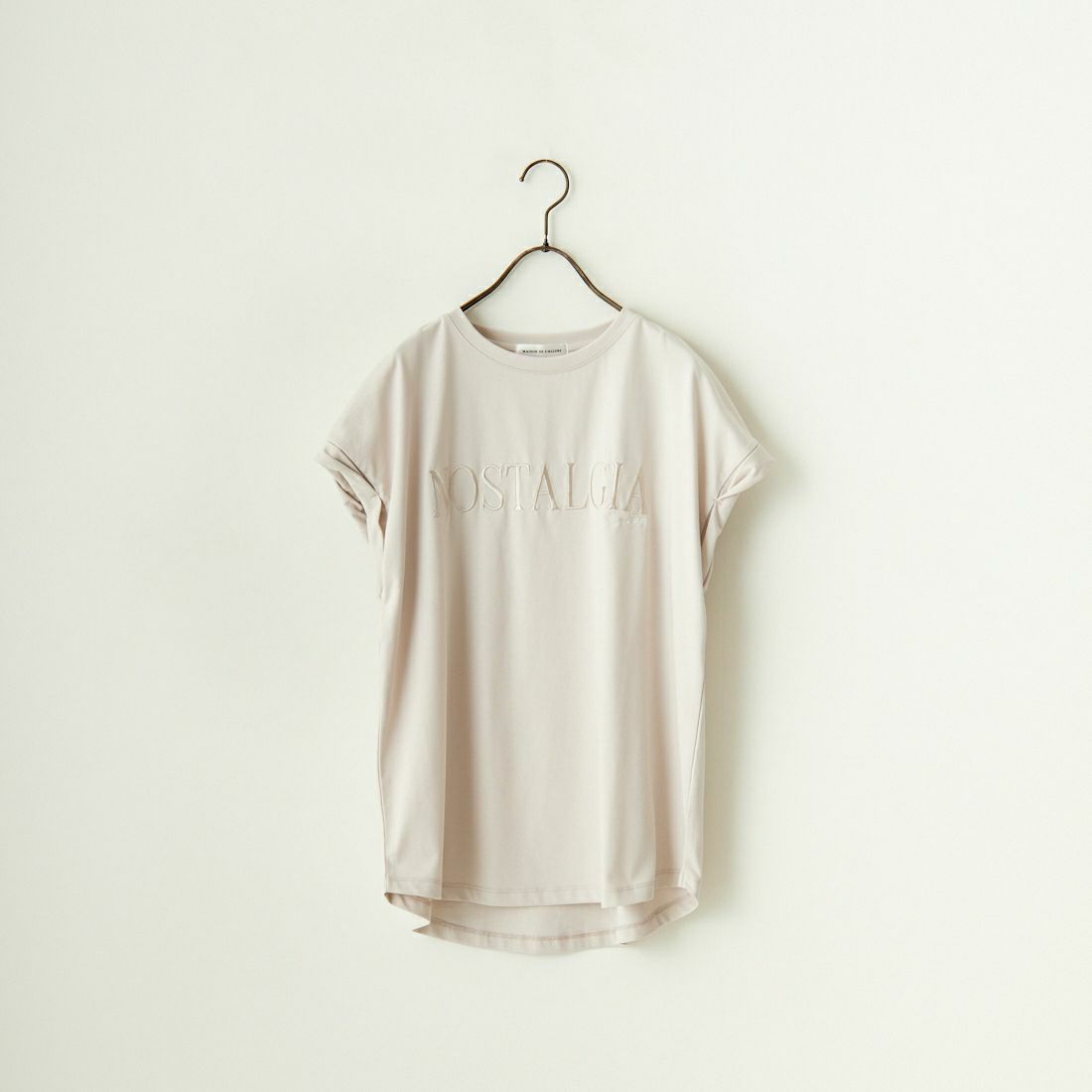 Maison de L'allure [メゾン ドゥ ラリュール] 捻りフレンチスリーブ ロゴ刺繍Tシャツ [24112016] 23 GREIGE
