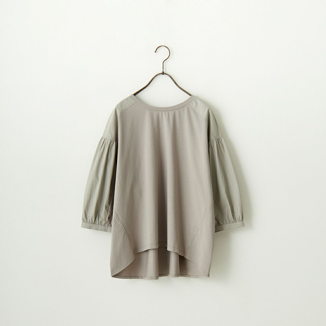 Maison de L'allure [メゾン ドゥ ラリュール] 異素材ドッキング 袖ボリュームプルオーバーカットソー [24112010] 07 GRAY