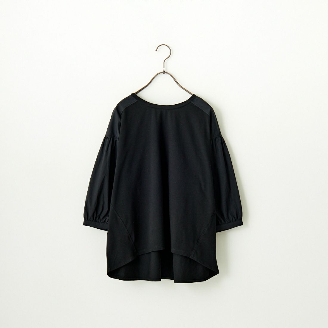 Maison de L'allure [メゾン ドゥ ラリュール] 異素材ドッキング 袖ボリュームプルオーバーカットソー [24112010] 09 BLACK