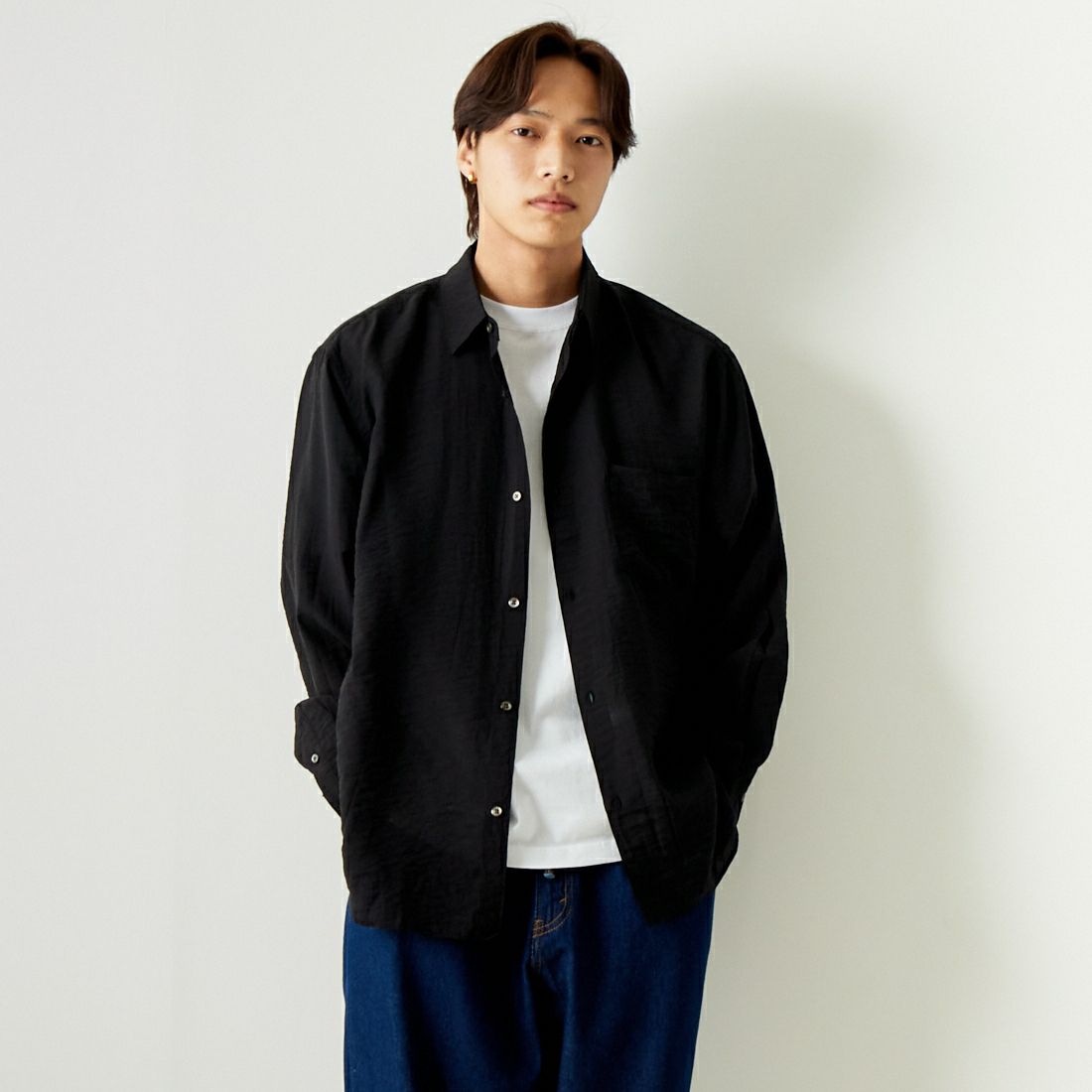 BLACK&&モデル身長：179cm 着用サイズ：L&&