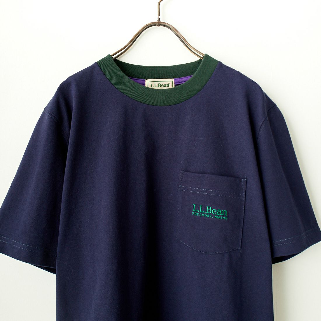 L.L.BEAN [エルエルビーン] リンガーポケットTシャツ [4275-6165] 91 NAVY/GR